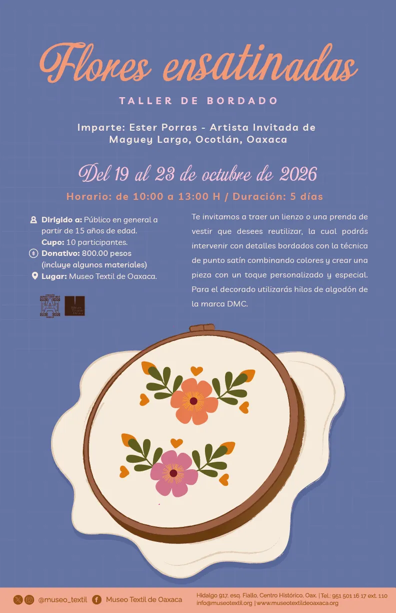 Flores enSATINadas | Taller de bordado